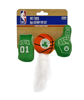 BEST PLUSH cAT TOY: NBA BOSTON cELTIcS complete Set of 3 piece cat Toys filled with Fresh catnip Includes: 1 Jersey cat Toy, 1 Basketball cat Toy with Feathers 1 1 Fan cat Toy Beautiful Team LOgO