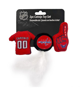 BEST PLUSH cAT TOY NHL WASHINgTON cAPITALS complete Set of 3 piece cat Toys filled with Fresh catnip Includes: 1 Jersey cat Toy, 1 Hockey Puck cat Toy with Feathers 1 1 Fan cat Toy With Team LOgO