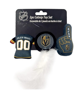 BEST PLUSH cAT TOY NHL LAS VEgAS gOLDEN KNIgHTS complete Set of 3 piece cat Toys filled with Fresh catnip Includes: 1 Jersey cat Toy, 1 Hockey Puck cat Toy with Feathers 1 1 Fan cat Toy Team LOgO