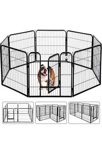 HCY Pet Gate, Large Dog Kennel Puppy Playpen Dog Fence 32 Inch Exercise Pen Gate Fence Foldable 8 Panels with Door Options Ideal for Pet Animals Outdoor Indoor (32 Inch)
