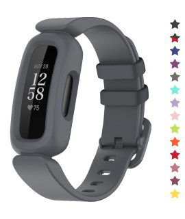 TopPerfekt Bands compatible with Fitbit Ace 3 for Kids, Soft Silicone Waterproof Bracelet Accessories Sports Watch Strap Replacement for Fitbit Ace 3 Boys girls (gray)