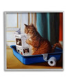 Stupell Industries Litter Box Reading Funny Cat Pet Painting, Design by Lucia Heffernan Gray Framed Wall Art, 17 x 17, Multi-Color