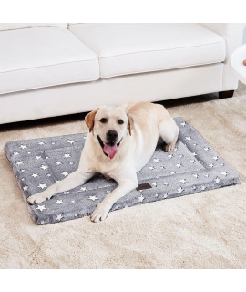 WESTERN HOME Dogs cats crate Bed, Dog crate Mat Kennel Dog Pad Top Soft Flannel with Star Prints, Washable Anti-Slip Pet Bed Mat for crate, 30 in, grey