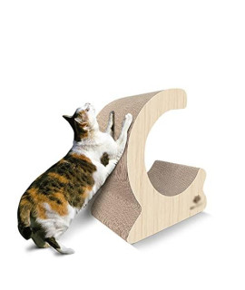 Zhan Yi Shop Wood Grain Corrugated Cat Scratch Board Cat Scratching Post Wood And Cardboard Incline Vertical Scratcher Station For Kittens And Large Cats Furniture Scratch Deterrent Cat Toys