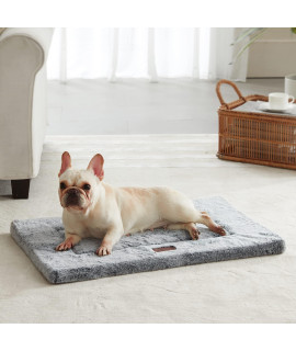 WESTERN HOME Large Dog Beds Cat Beds for Crate, Dog Crate Mat Pad with Soft Faux Fur Washable Anti-Slip Kennel Pet Bed Mats for Sleeping, 30 in, Grey
