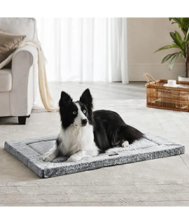 Western Home Large Dog Beds Cat Beds for Crate, Dog Crate Mat Pad with Soft Faux Fur Washable Anti-Slip Kennel Pet Bed Mats for Sleeping, 42 in, Grey