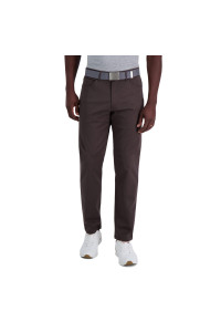 Haggar Mens Iron Free Premium Khaki Straight Fit Flat Front Flex Waist casual Pant, Espresso Bean, 36 x 30