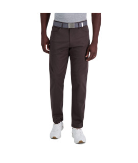 Haggar Mens Iron Free Premium Khaki Straight Fit Flat Front Flex Waist casual Pant, Espresso Bean, 36 x 30