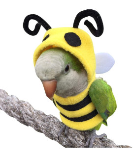 Bird Clothes Birds Flight Suit, Cute Bee Costume Hoodie for Parrots African Greys Parakeet Cockatiel Sun Conure Christmas Party Birthday Cosplay Photo Prop Small Animals Apparel (XS,Bee Costume)
