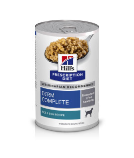 HILL'S PRESCRIPTION DIET Derm Complete Rice & Egg Recipe Wet Dog Food, 13 oz. Cans, 12-Pack, Veterinary Diet
