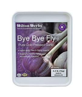 Hilton Herbs Bye Bye Fly Pure Garlic Granules. Unique Herbal Formula Supports Healthy Respiration, Digestion, Immunity and Natural Resistance. Scoop Included. 2.2 lbs. Net Wt.