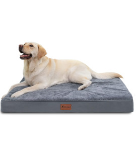 MIHIKK Orthopedic Dog Bed Waterproof Dog Beds with Removable Washable Cover Anti-Slip Egg Foam Pet Sleeping Mattress for Large, Jumbo, Medium Dogs, Dark Grey, 41 x 28 Inch