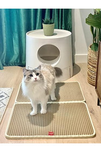 doxie's Premium Cat Litter Mat, Cat Litter Box Mat Scatter Control, Waterproof Double Layer, Large Size 30? X 22? (Beige, XL)