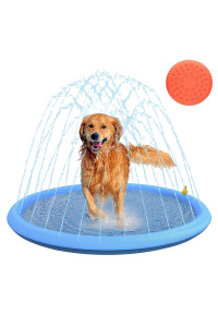 Docuwee Splash Sprinkler Pad with a Flying disc for Dogs, 59" Thickened Durable Pet Bath Pool, Non-Slip Pet Outdoor Play Water for Dogs