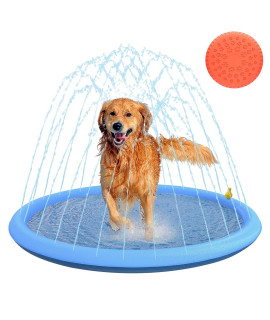 Docuwee Splash Sprinkler Pad with a Flying disc for Dogs, 59" Thickened Durable Pet Bath Pool, Non-Slip Pet Outdoor Play Water for Dogs