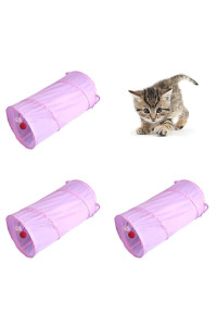 icAgY cat Tunnel for Indoor cats Interactive, Rabbit Tunnel Toys, Pet Toys Play Tunnels for cats Kittens Rabbits Puppies Ferrets crinkle collapsible Pop Up Light Pink 20 3Pcs