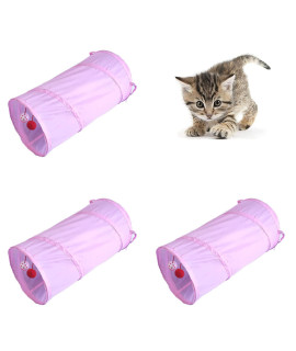icAgY cat Tunnel for Indoor cats Interactive, Rabbit Tunnel Toys, Pet Toys Play Tunnels for cats Kittens Rabbits Puppies Ferrets crinkle collapsible Pop Up Light Pink 20 3Pcs