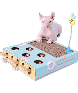 WIRSNOORVER Cat Scratcher Cardboard,Cat Scratching Pad Scratch Pad with Catnip Whack a Mole Cat Toys Durable for Indoor Cats Interactive