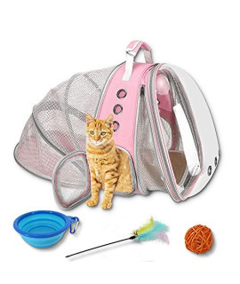 Lamroro Cat Backpack, Expandable Bubble Dog Backpack for Dog and Cat, Hiking, Walking, Pink, P01