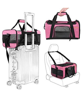 Hp hope Pet Carrier for Small Dogs/Cats/Puppies of 12 Lbs, Airline Approved Soft Sided Pet Travel Carrier, Collapsible Dog Carrier Bag Under Seat, Mesh Ventilation Windows, Small Size, Pink