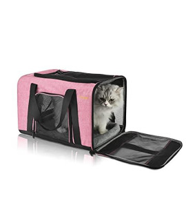 Hp hope Pet Carrier Bags Breathable Soft Sided Safety Locking Zippers Airline Approved Comfort Portable Cats Dogs Puppy Travel Handbag (Pink, 191313 inches)
