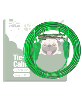 Everbrit Colorful Reflective Tie Out Cable For Medium Dog Up To 60 Pound, 30 Feet