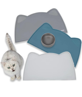 Ohmo Small Cat Food Mat, Silicone Waterproof Small Dog Puppy Food Mat, (Ash,179X10Inch) Non-Skid Spill Proof Pet Feeding Mat For Food And Water, Easy To Clean Dog Placemat