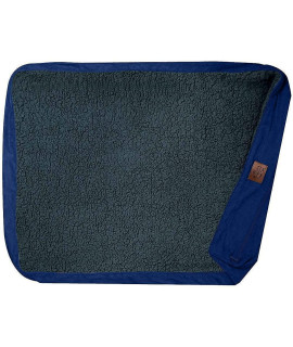 Floppy Dawg Universal Dog Bed Replacement Cover. Removable and Machine Washable Cover for Mattress and Rectangular Pillow Beds. Large 40L x 28W. Blue Suede with Gray Top.