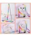 LASOCUHOO Interactive Cat Rainbow Wand Toys, Interactive Cat Teaser Wand String, Colorful Ribbon Charmer for Kittens - 2 PCS