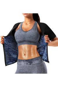 DYUAI Sauna Shrit for Women Sauna Short Sleeve Sauna Sweat Vest Sauna Suit,Fitness Slimming Body Shaper Heat Trapping Shirt Top(BH6005,XXXL,01WT)