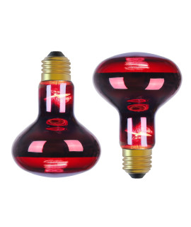 Infrared Heat lamp Basking Spot Light Bulb,LEDESIGN 75 Watt Red Heat Lamp Bulbs for Reptiles and Amphibian Use, 2 Packs (Red)