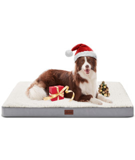 WESTERN HOME Large Orthopedic Dog Beds for Medium, Large and Extra Large Dogs and Cats Egg-Crate Foam Pet Bed Mat with Soft Lamb Fleece Removable Cover, Waterproof Lining, Machine Washable