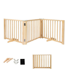 YOCAN Freestanding Wooden Dog Gates -Foldable Pet Gate Indoor Dog Fence, Dog Gate for Doorways, House, Stairs , Halls-3 Panel 16.9"