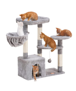 Heybly Cat Tree Cat Tower Condo with Sisal-Covered Scratching Posts and Cooling mat for Kitten Light Gray HCT001SW