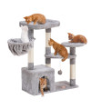 Heybly Cat Tree Cat Tower Condo with Sisal-Covered Scratching Posts and Cooling mat for Kitten Light Gray HCT001SW