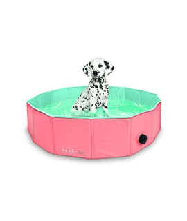 ASPCA Foldable Outdoor Pet Bath Dog Pool for Dogs Cats 31.5"x31.5"x8", Pink (Model: NM97714)