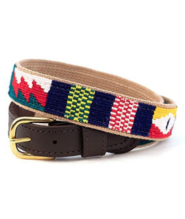 A Tail We Could Wag Cotton & Leather Belt, Handmade Guatemalan Cotton Weave with Colorful Patterns, Made in The USA