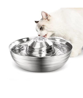 CHARMI Cat Water Fountain - Dog Water Bowl Dispenser, Stainless Steel, Automatic Pet Water Fountain 2L / 67OZ Capacity Hygienic Water Filtration