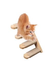 Cat Climbing Shelf Wall Mounted,Cat Scratch Board, Cat Activity Tree with Scratching PostsFour Step Cat Stairway with Jute Scratching for Cats Perch Platform Supplies (Right to Left)