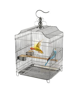 Lilithye Large Stainless Steel Parakeet Bird Cage 30 Inch Height Hanging Parrot Bird Cages with Stand for Cockatiels African Grey Quaker Parakeets Conures Pigeons Flight Perches Birdcage