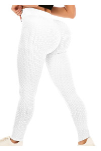 Vicherub Scrunch Butt TIK Tok Leggings for Women Butt Lifting,Workout Yoga Pants Tummy control High Waisted Booty Lift Anti cellulite Textured gym Athletic Running Tights White Plus Size