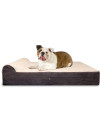 KOPEKS 5.5 Inch Thick High Grade Orthopedic Memory Foam Dog Bed with Pillow and Easy to Wash Removable Cover with Anti-Slip Bottom. Free Waterproof Liner Included - for Large Breed Dogs - Plush Brown