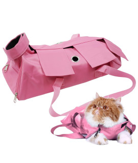 Kukaster Pet Catas Restraint Bag For Claw Care Nail Trimming Anti-Scratching Grooming Bag For Cats Medical Examination(Pink-L)