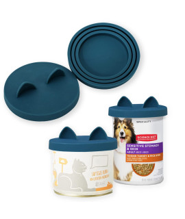Ohmo 2 Pack Dog Food Can Lids, (12, 13, 22Oz Etc) Universal Size Bpa Free Silicone Covers For Cat And Pet Food, Dark Blue