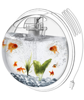 Outgeek Wall Mounted Aquarium Tank: 1-Gallon Betta Fish Bowl Hanging Aquariums Clear Acrylic Bubble Tanks - Portable Plastic Fishtank Waterfall For Home Garden Office
