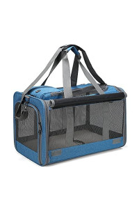 Suydica Pet Carrier Cat Carrier, Collapsible Dog Carrier, Airline-Approved Pet Carrier, Suitable for Small Medium Cats Dogs (Blue, Carrier)