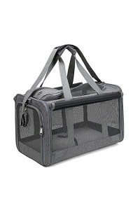 Suydica Pet Carrier Cat Carrier, Collapsible Dog Carrier, Airline-Approved Pet Carrier, Suitable for Small Medium Cats Dogs (Grey, Carrier)
