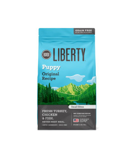BIXBI Liberty Grain Free Dry Dog Food, Original Recipe Puppy, 11 lbs - Fresh Meat, No Meat Meal, No Fillers - Gently Steamed & Cooked - No Soy, Corn, Rice or Wheat for Easy Digestion - USA Made
