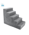 Best Pet Supplies Foam Pet Steps for Small Dogs and Cats, Portable Ramp Stairs for Couch, Sofa, and High Bed Climbing, Non-Slip Balanced Indoor Step Support, Paw Safe - Gray, 5-Step (H: 22.5")