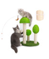 Mujiaen Mushroom Tall Cat Scratching Post with 3 Durable Natural Sisal Cat Scratchers Featuring with Free 35